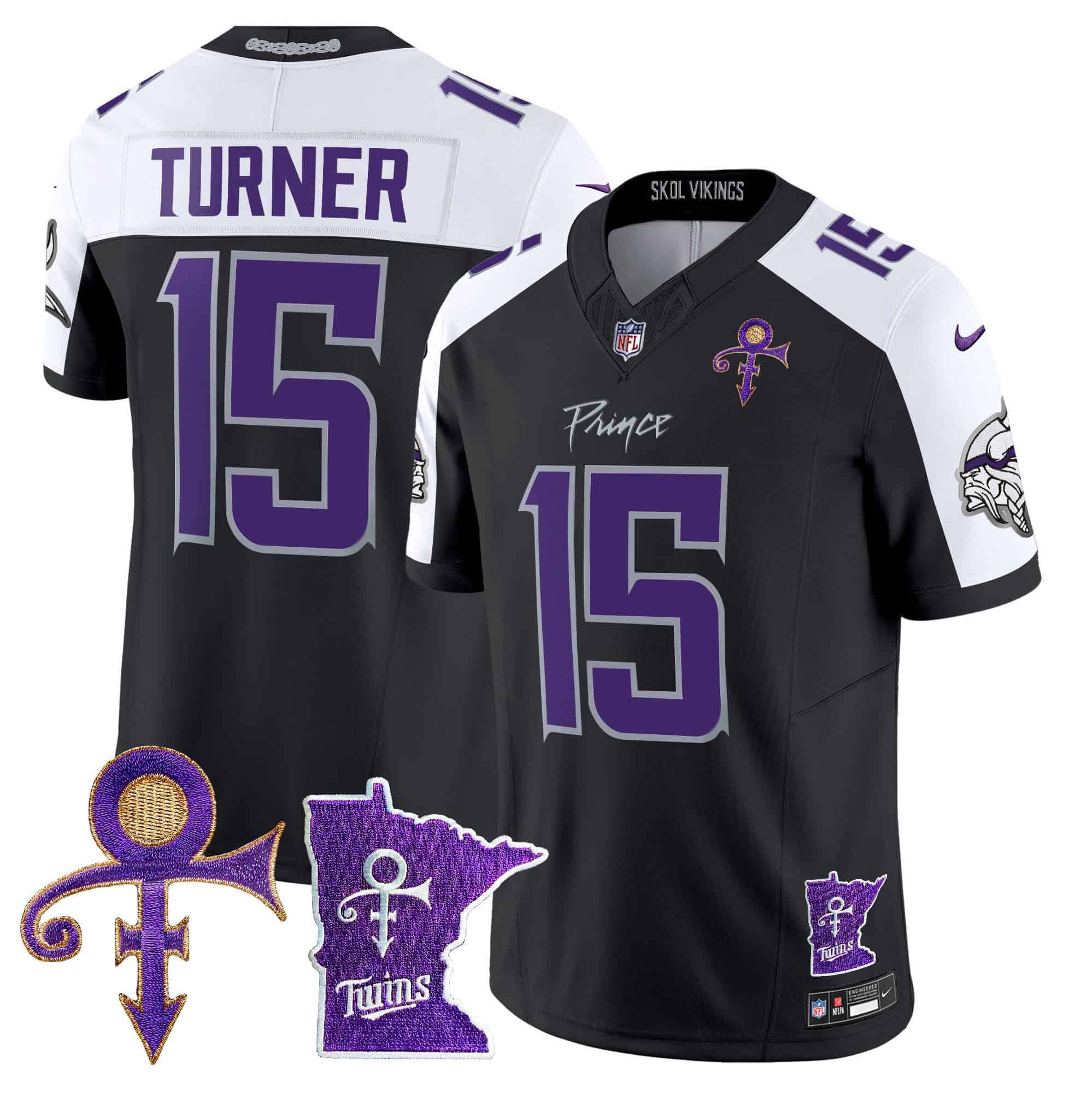 Men Minnesota Vikings #15 Turner Black 2024 Nike Prince Vapor Limited NFL Jersey->indianapolis colts->NFL Jersey